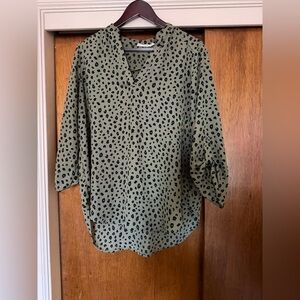 Olive Green Cheetah Print Women's Top